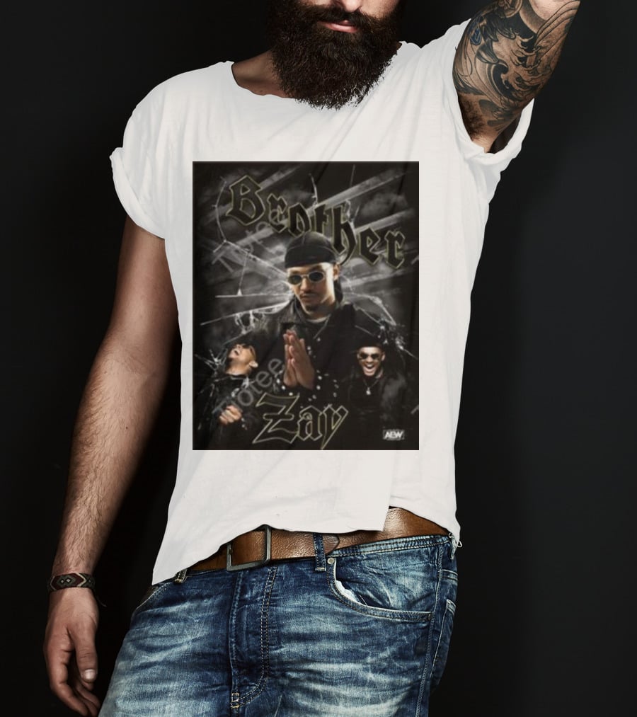 Brother Zay AEW Theme With Three Images And Dramatic Shattered Glass Background T-Shirt