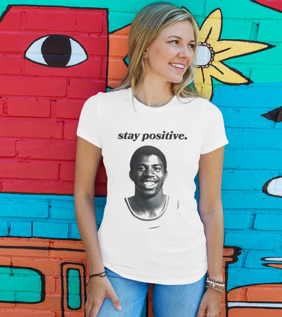 Magic Johnson Stay Positive Retro Basketball T-Shirt
