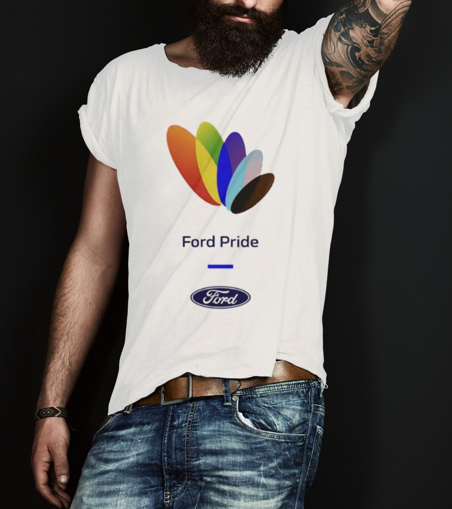 Ford Pride Typography Over Rainbow Petals T-Shirt
