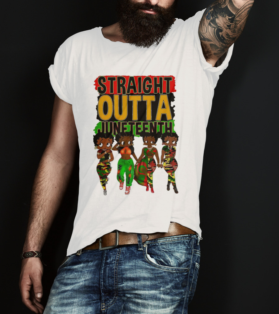Straight Outta Juneteenth Black Women Celebration Fashion T-Shirt
