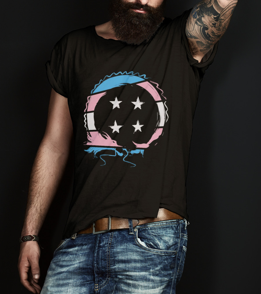 Sharkrobot Team Four Star Trans Pride Circle With Stars T-Shirt