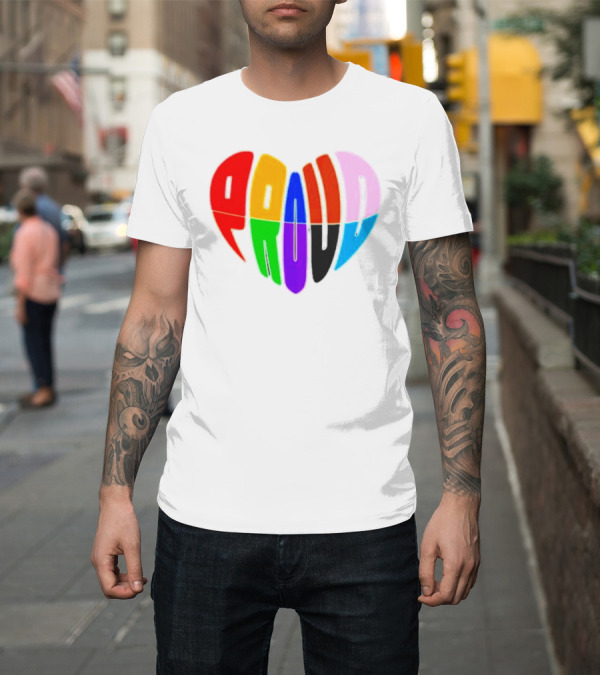 Shirt: Proud Progress Heart Rainbow Colors T-Shirt Proud Progress Heart Rainbow Colors T-Shirt