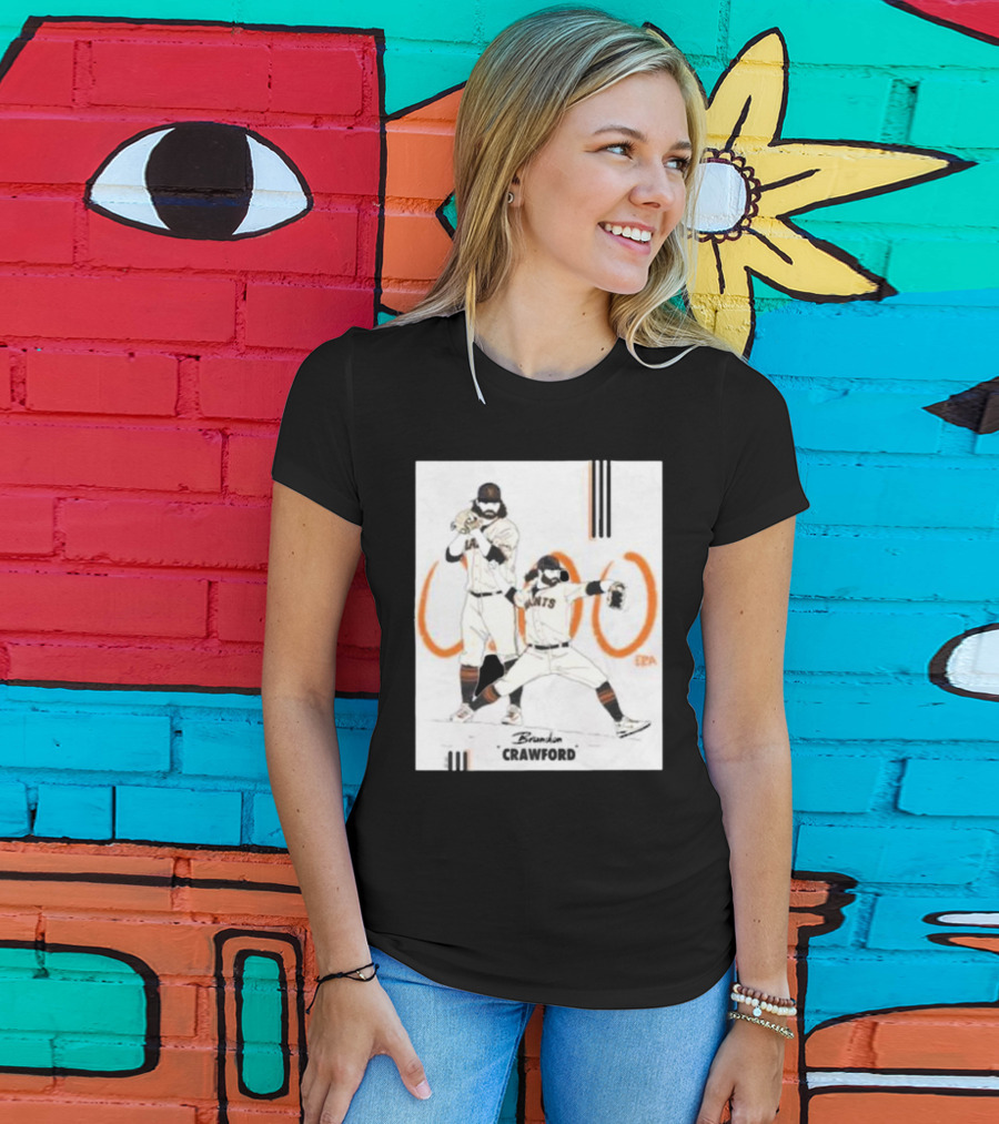 Brandon Crawford Giants Baseball Illustration With 1000 Celebratory T-Shirt