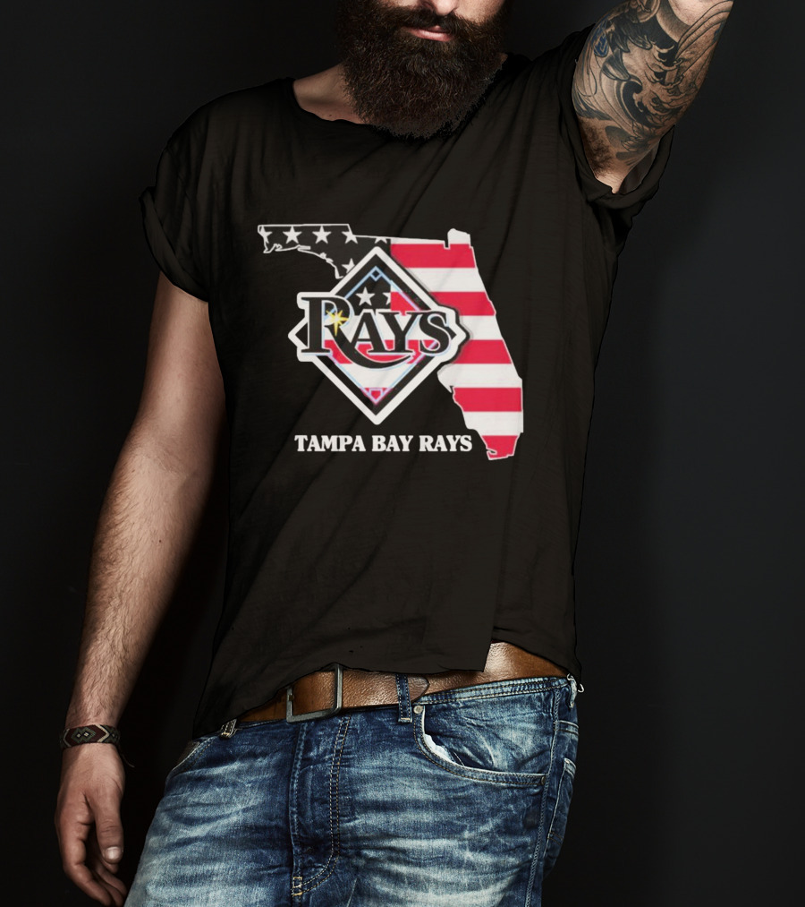 Tampa Bay Rays Florida American Flag Map T-Shirt