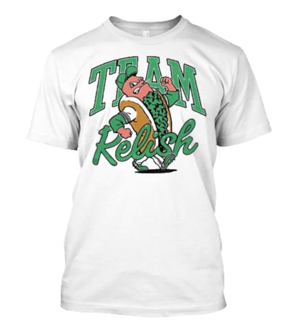 Team Relish Hot Dog Derby Mascot Racing Pose T-Shirt