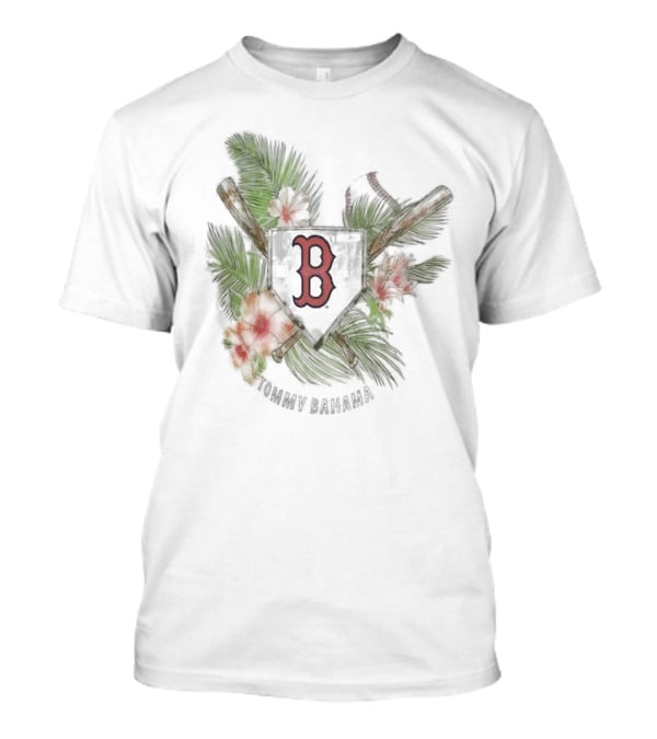 Boston Red Sox Tommy Bahama Island League Tropical Baseball Emblem T-Shirt