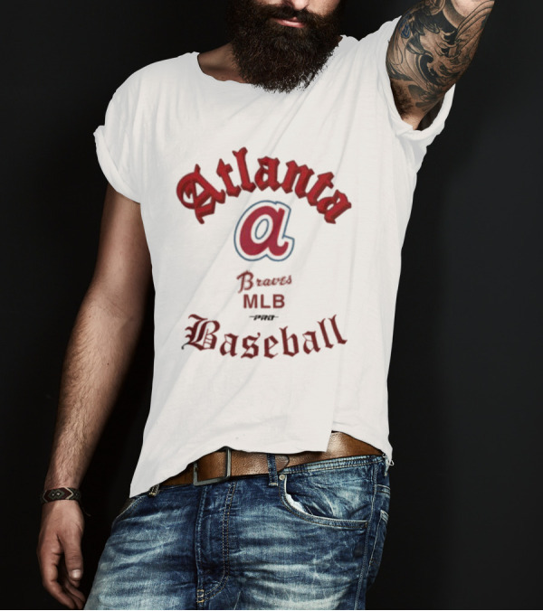 Atlanta Braves MLB Baseball Pro Standard Cream Cooperstown Old English T-Shirt