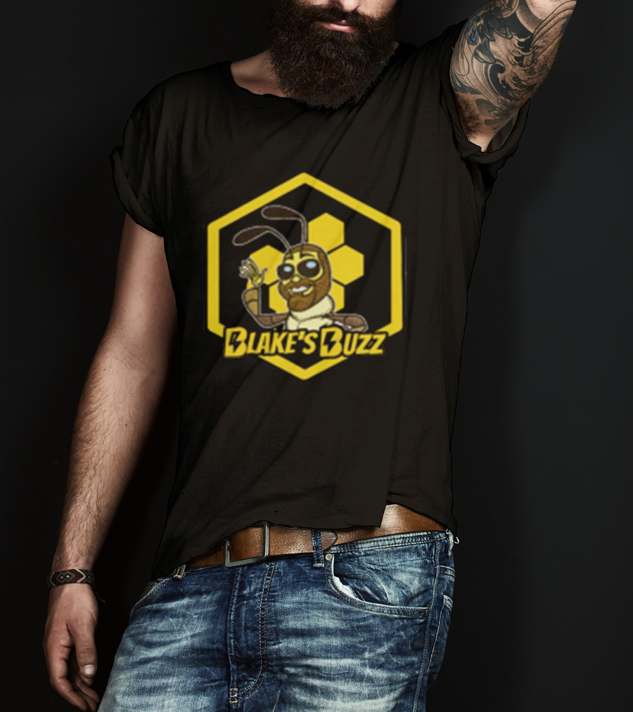 Blake's Buzz Bee Hexagon Logo With Cartoon Character T-Shirt