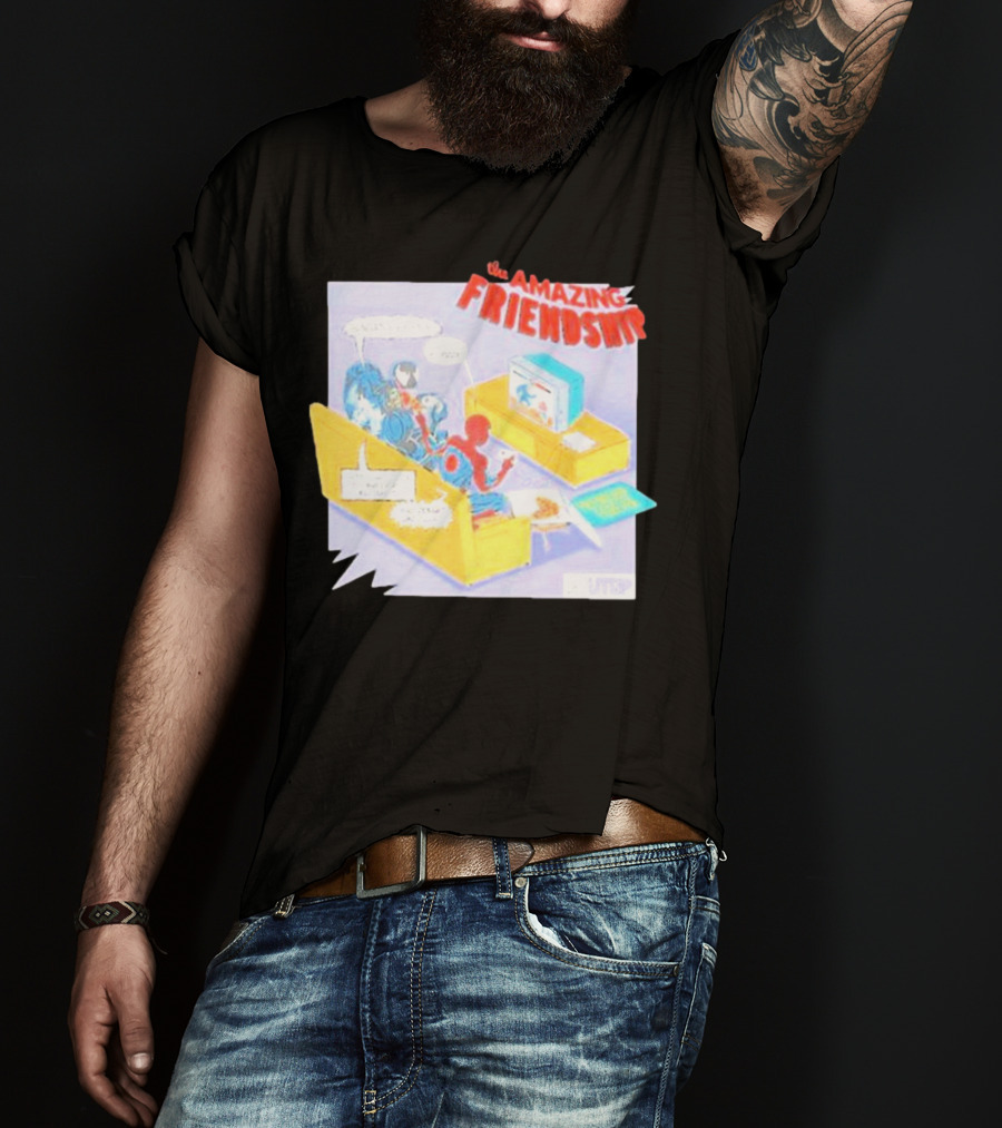 The Amazing Friendship Spiderman Venom Gaming Console Couch Scene T-Shirt