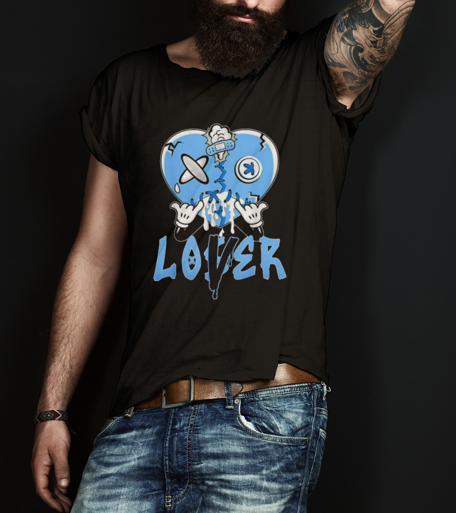 Racer Blue 5s Lover Heart With Loss And Repair Symbolism T-Shirt