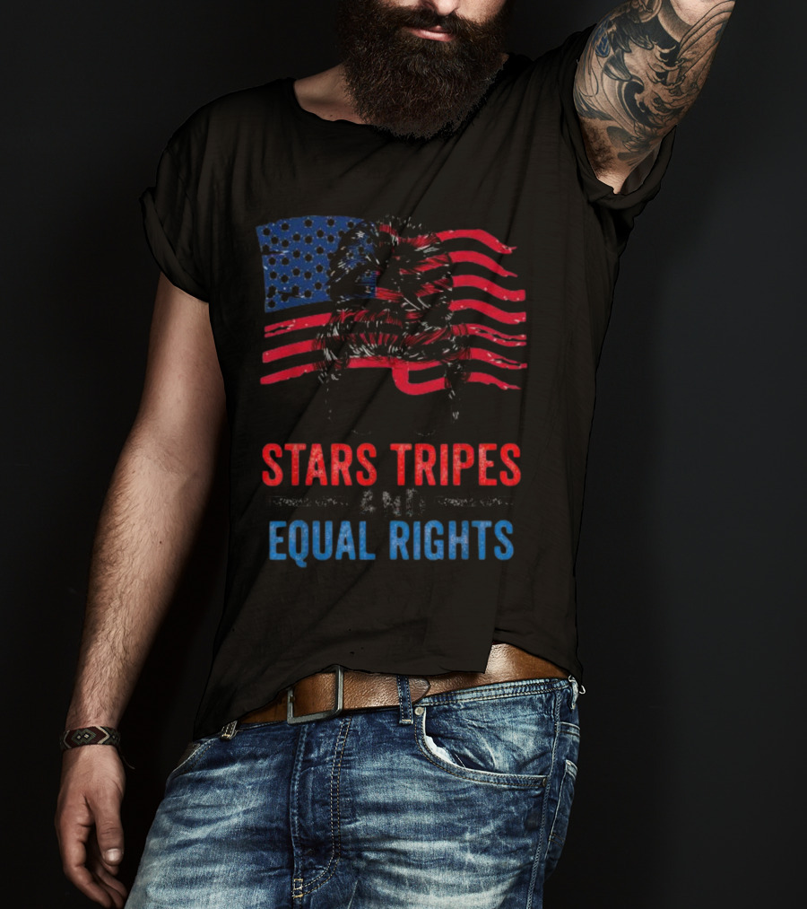 Stars Stripes And Equal Rights Messy Bun American Flag T-Shirt