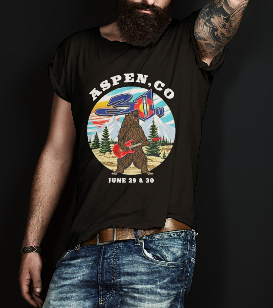 Aspen CO 311 Bear With Guitar June 29 And 30 T-Shirt