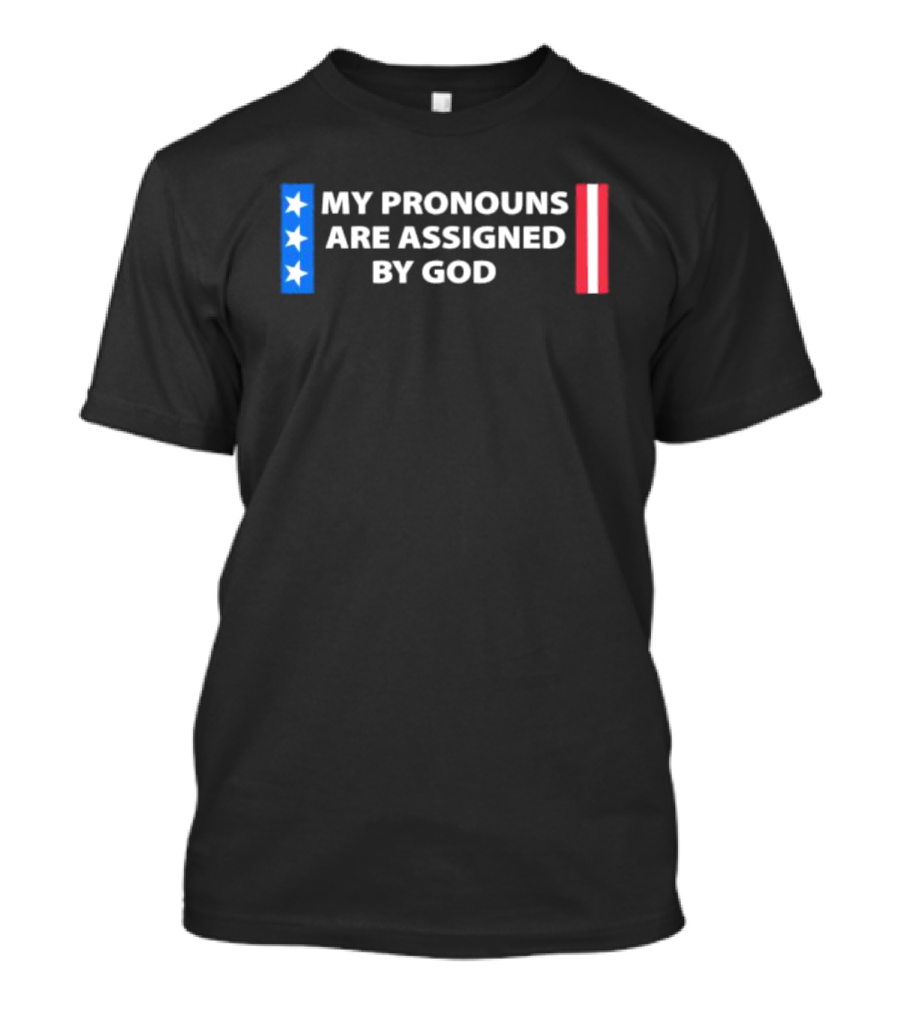 My Pronouns Are Assigned By God American Flag Colors Stars Stripes T-Shirt