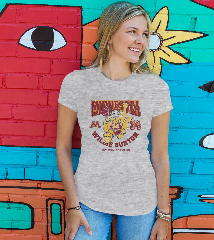 Minnesota 34 Willie Burton Golden Gophers Basketball T-Shirt