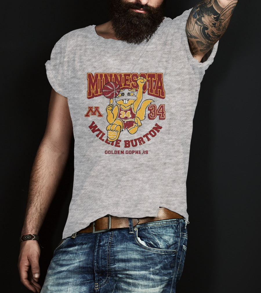 Minnesota 34 Willie Burton Golden Gophers Basketball T-Shirt