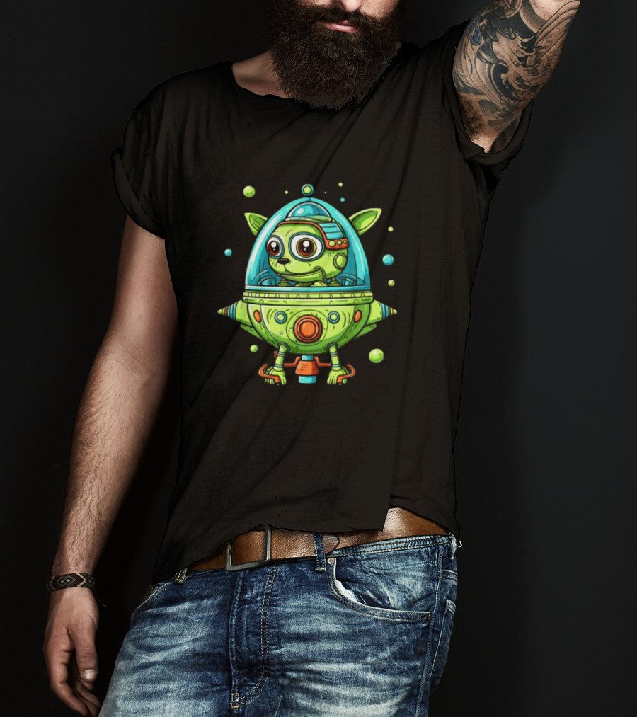 Whiz Flying The Dog Bowl UFO Spaceship Adventure T-Shirt