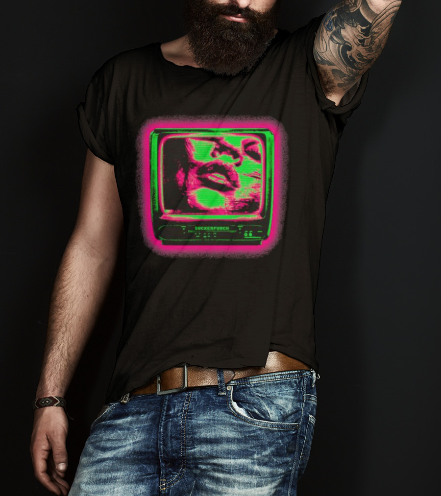 Suckerpunch TV Neon Lips Retro Screen T-Shirt