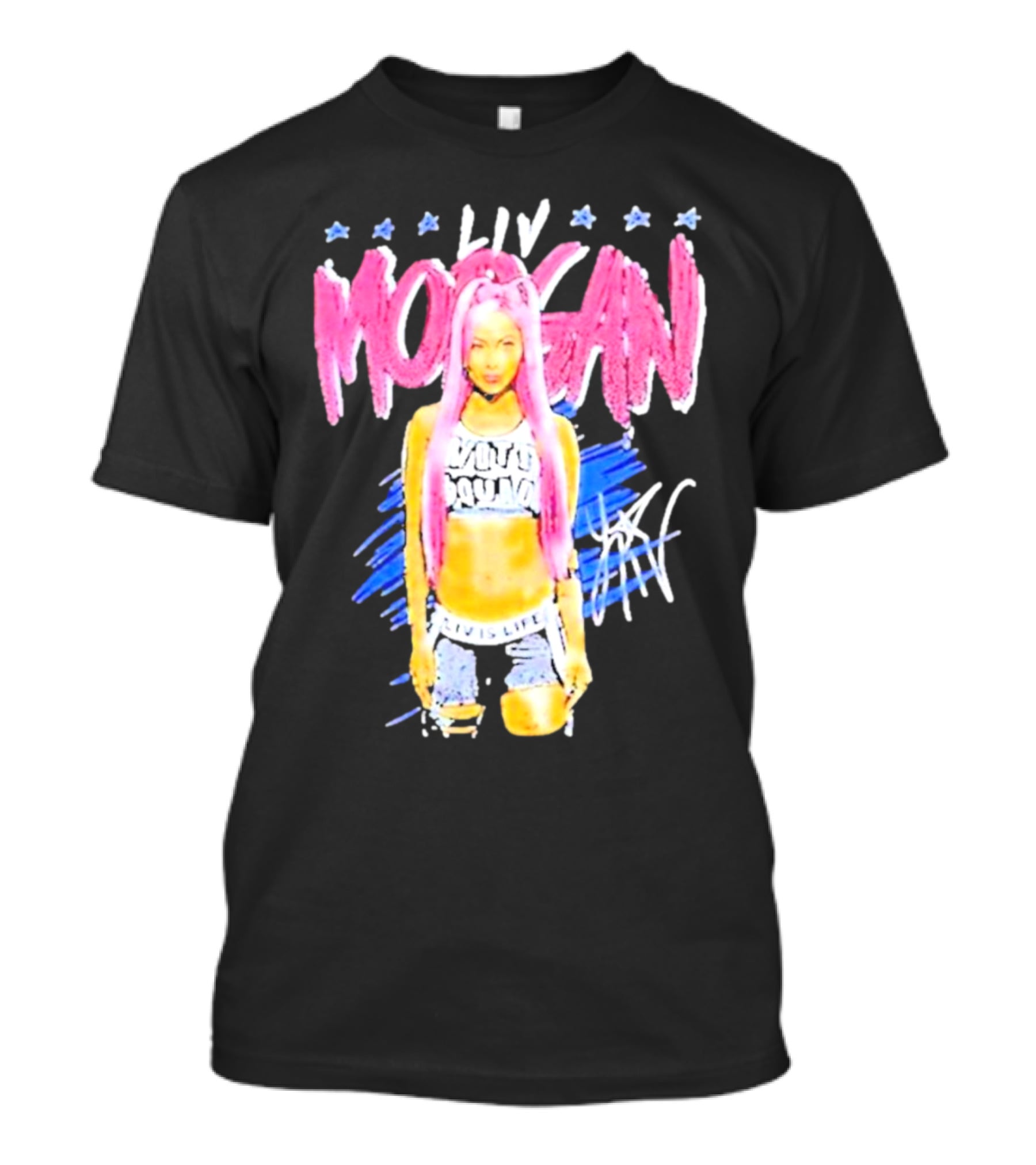 Liv Morgan Pop Signature Blue Stars T-Shirt