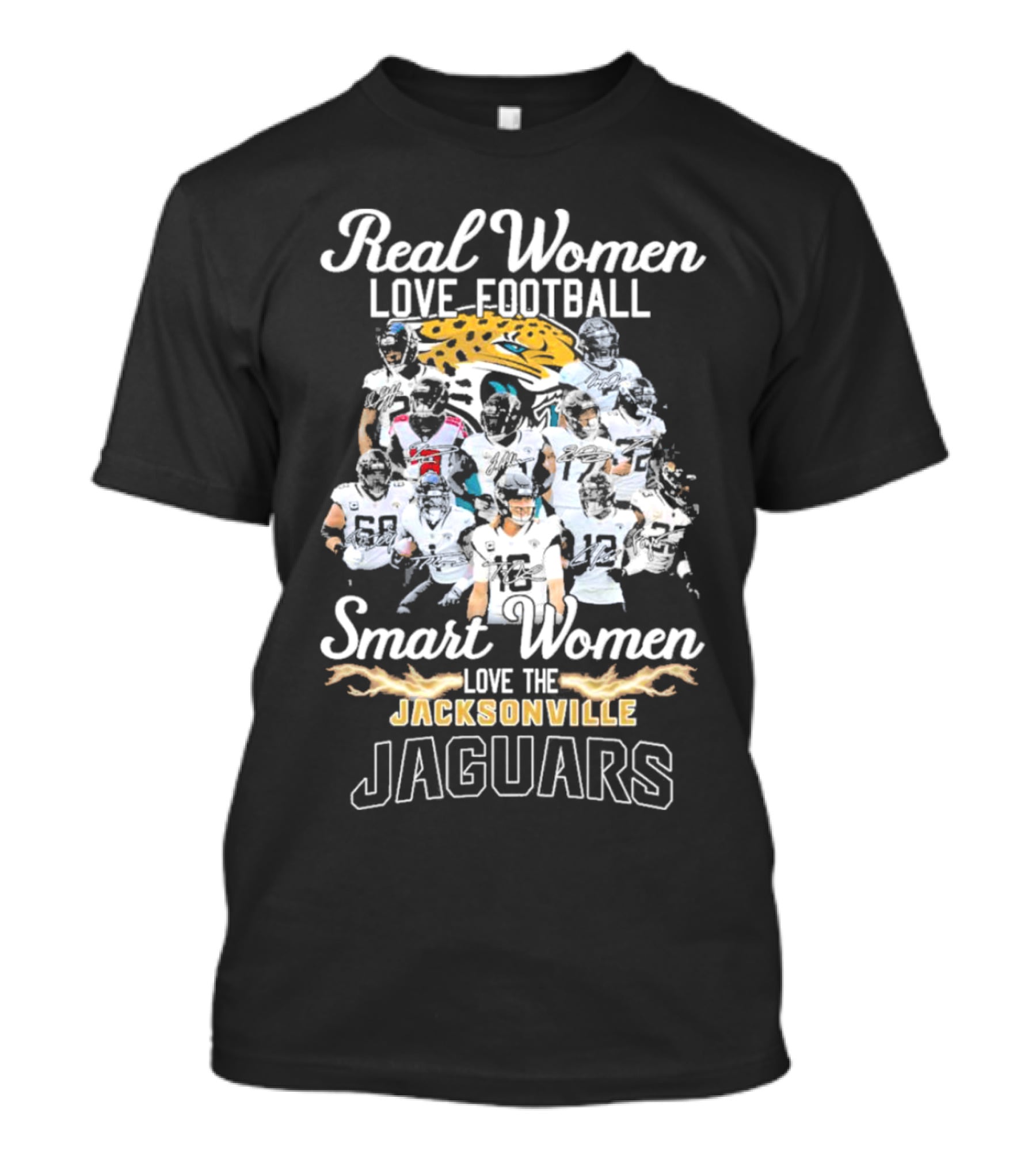 Real Women Love Football Smart Women Love The Jacksonville Jaguars Players T-Shirt
