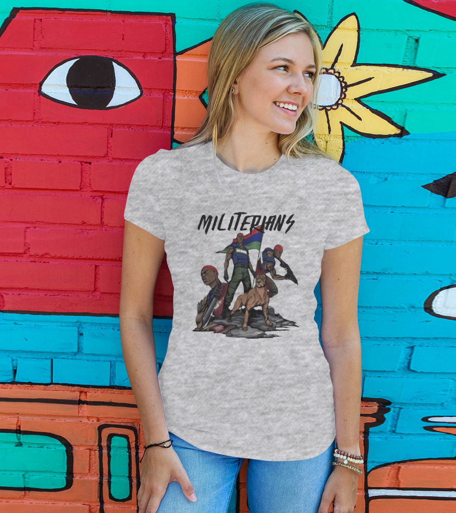 J Hus Merch Militerians Militant Style With Red Bandanas And Guard Dog T-Shirt