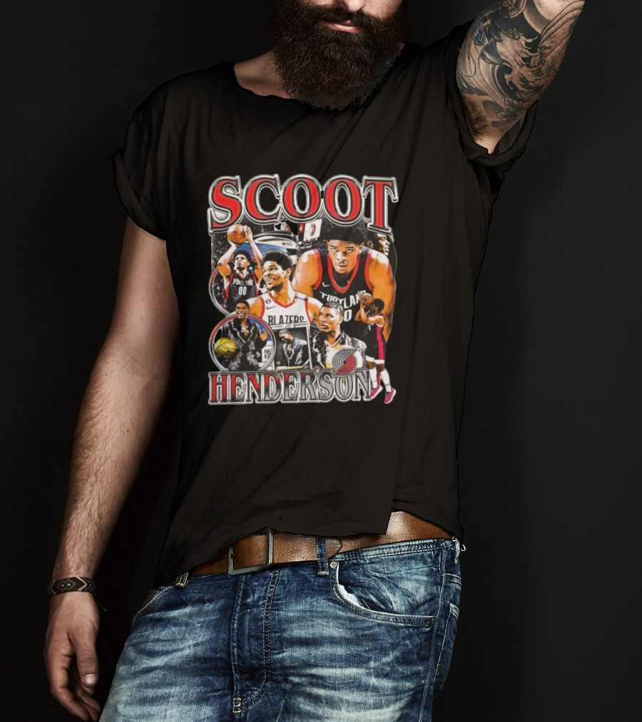 Scoot Henderson Portland Trail Blazers NBA Basketball Montage T-Shirt
