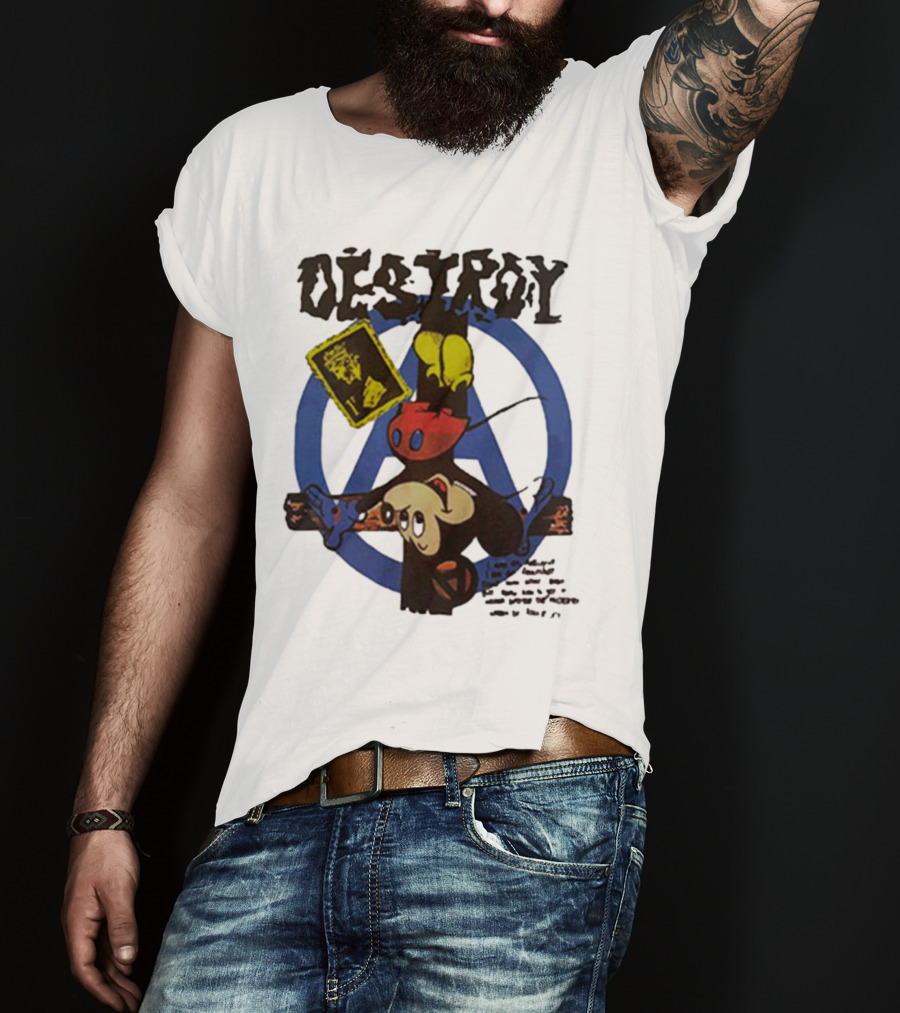 Destroy Crucified Mickey Mouse With Anarchy Symbol Seditionaries T-Shirt