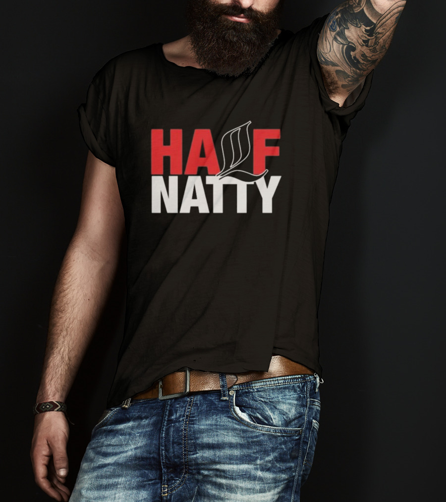 HALF NATTY Gym Bodybuilding Styled Leaf Motif T-Shirt
