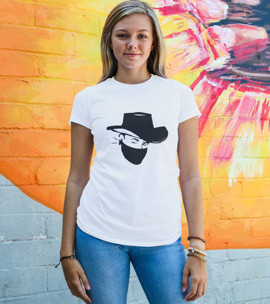 Sheisgracielou Cowboy Hat Mask Design Two Sided T-Shirt