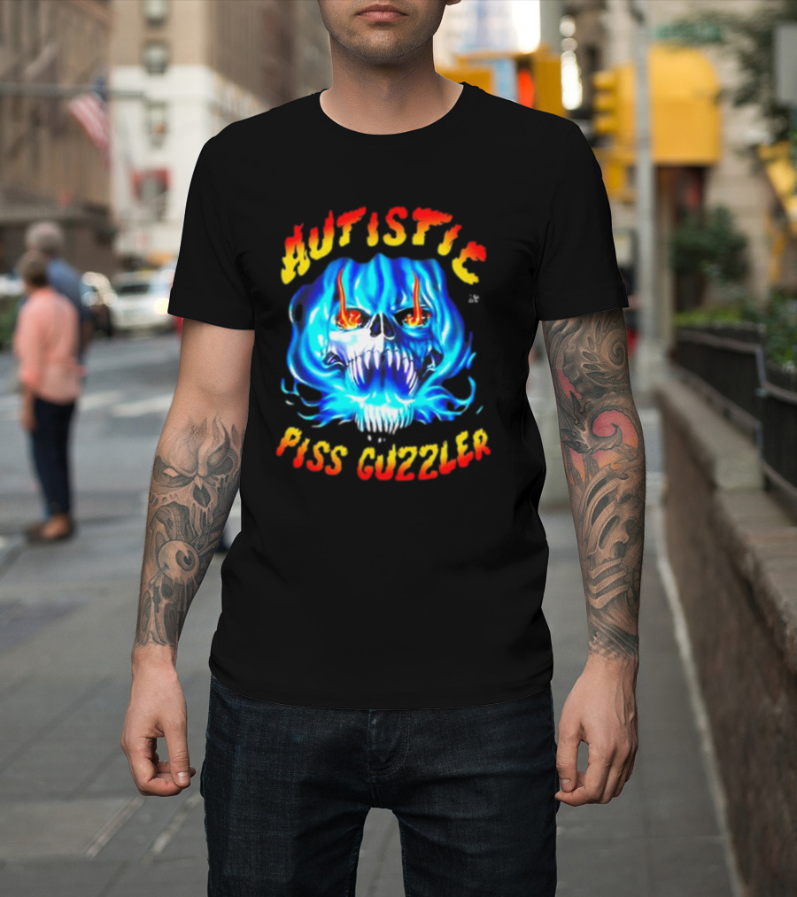 Teen Hearts Merch Autistic Piss Guzzler Fiery Skull T-Shirt