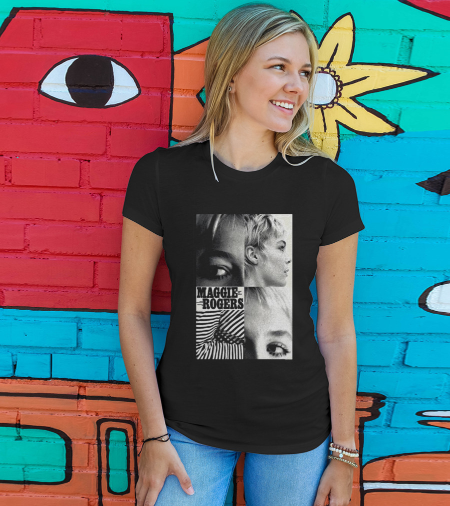 Maggie Rogers Vintage Black And White Portrait Collage Nashville T-Shirt