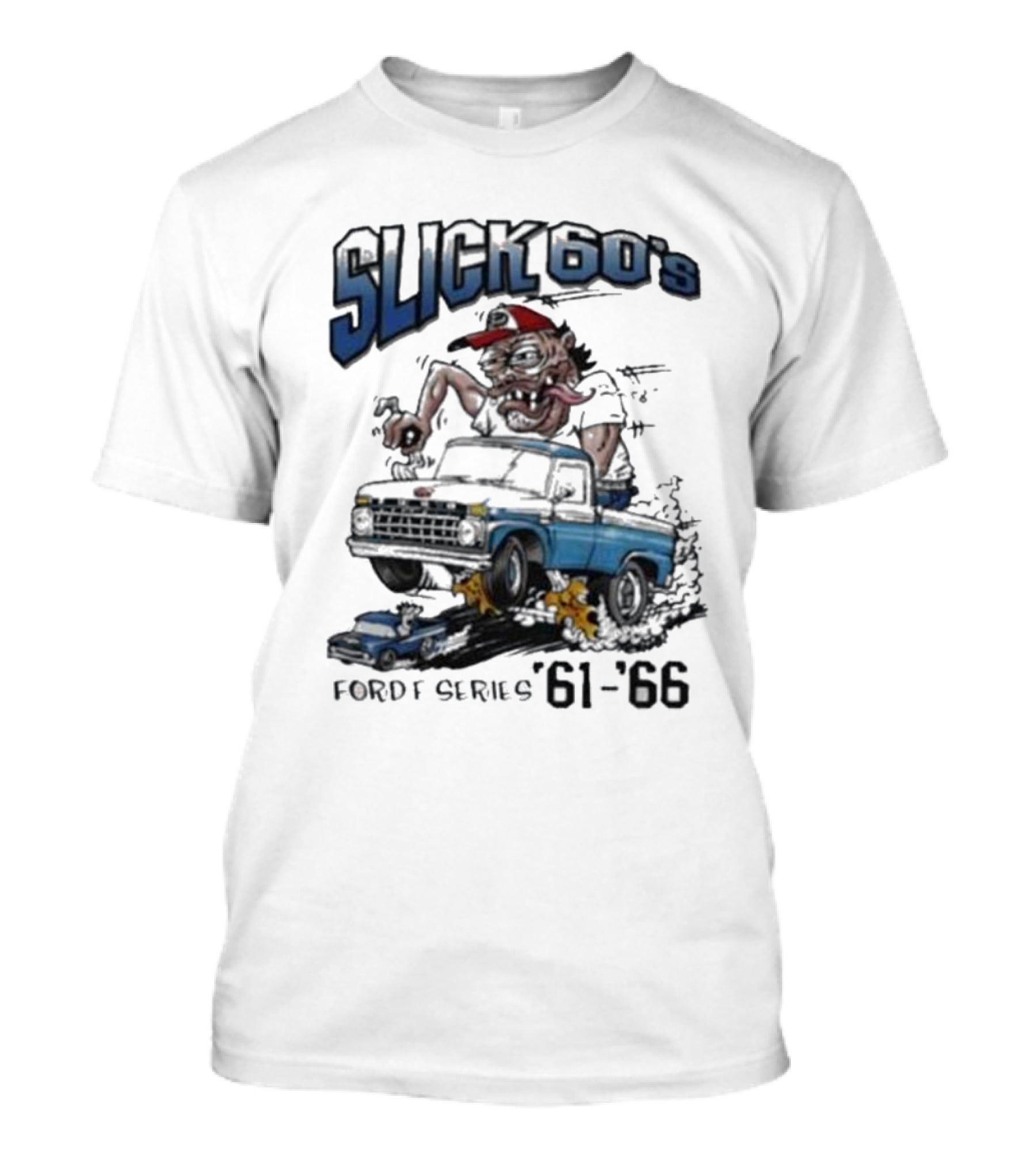 Slick 60'S Ford Series 61-66 Vintage Design Car Cartoon T-Shirt