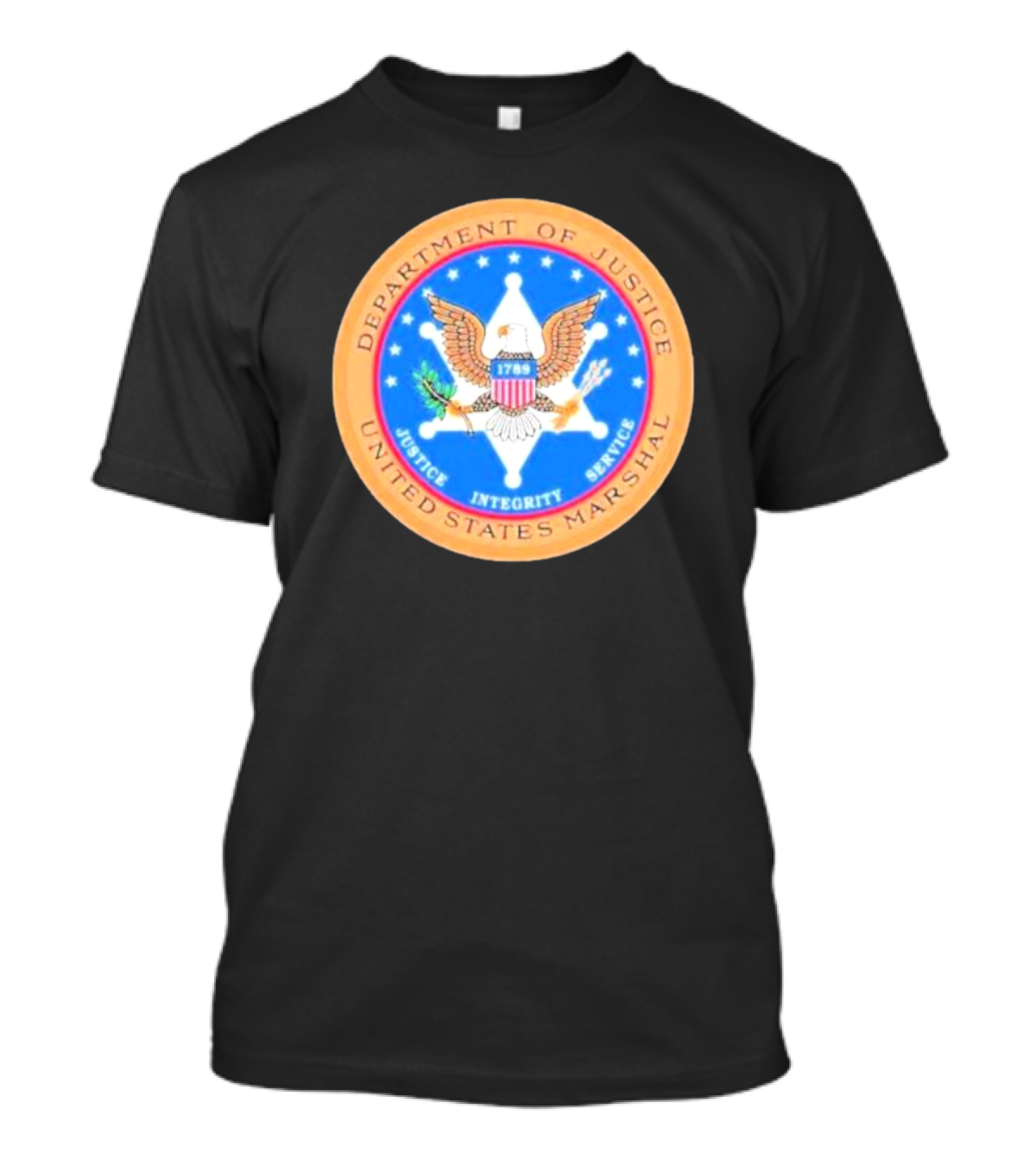 Department Of Justice United States Marshal Seal With Justice Integrity Service Eagle Emblem T-Shirt