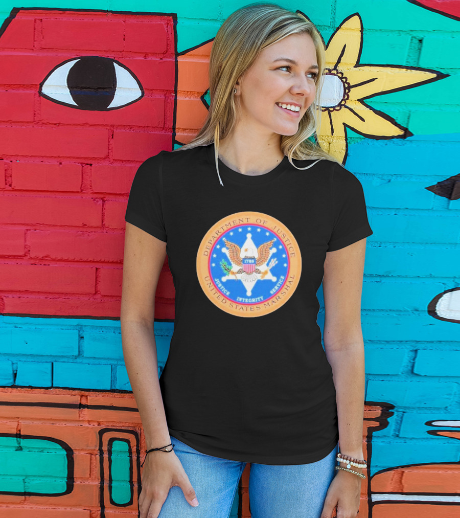Department Of Justice United States Marshal Seal With Justice Integrity Service Eagle Emblem T-Shirt