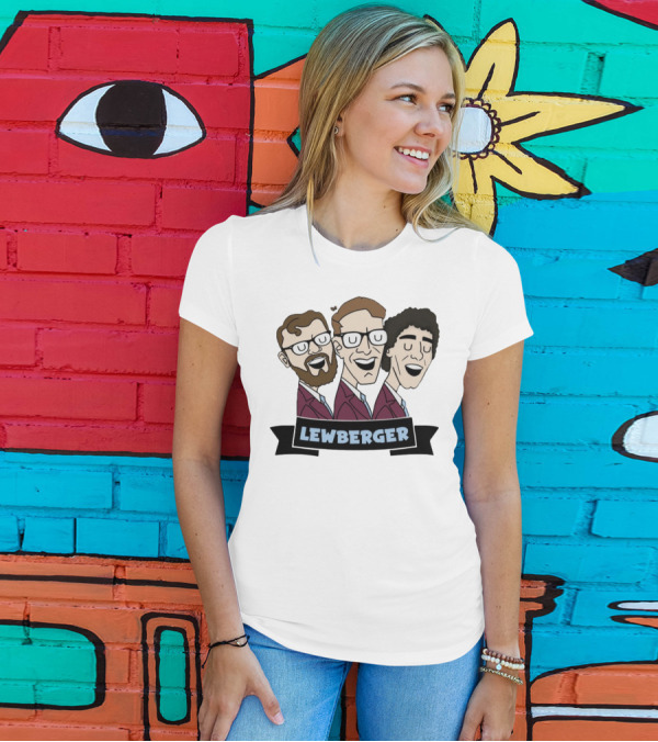 Lewberger Cartoon Trio Portrait With Glasses And Beards T-Shirt