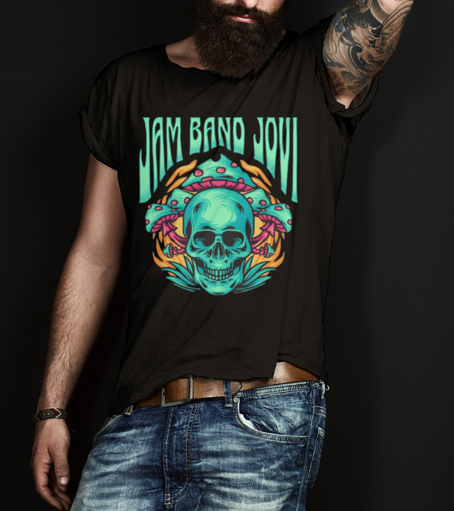 Jam Band Jovi Psychedelic Skull And Mushrooms T-Shirt