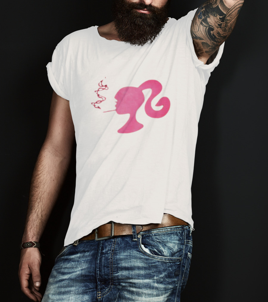 Smoking Pink Silhouette Barbie T-Shirt
