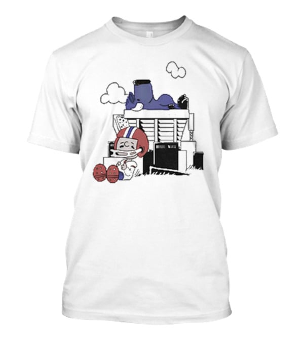 26 Shop Waiting The Season Football-Themed Nostalgic Cloud Scene T-Shirt