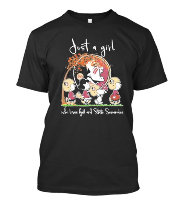 Just A Girl Who Loves Fall And State Seminoles Peanuts Characters T-Shirt