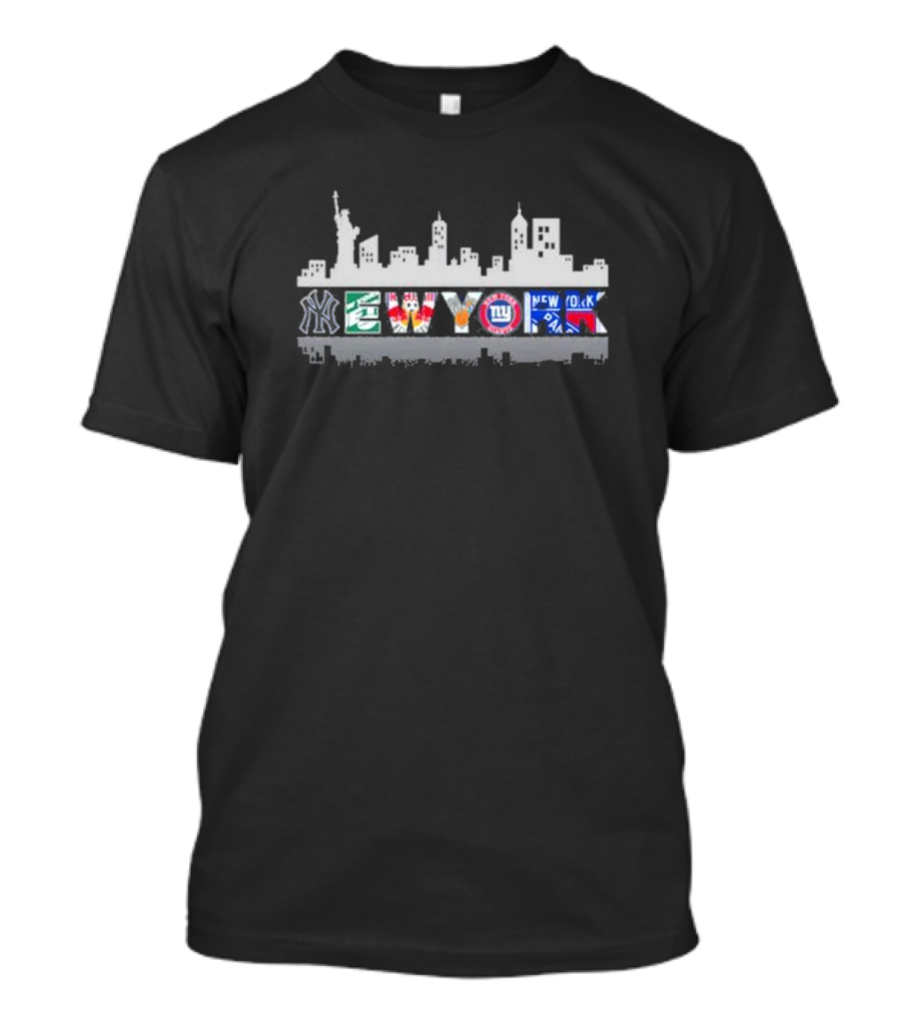 New York City Skyline Yankees Giants Mets Knicks Rangers T-Shirt
