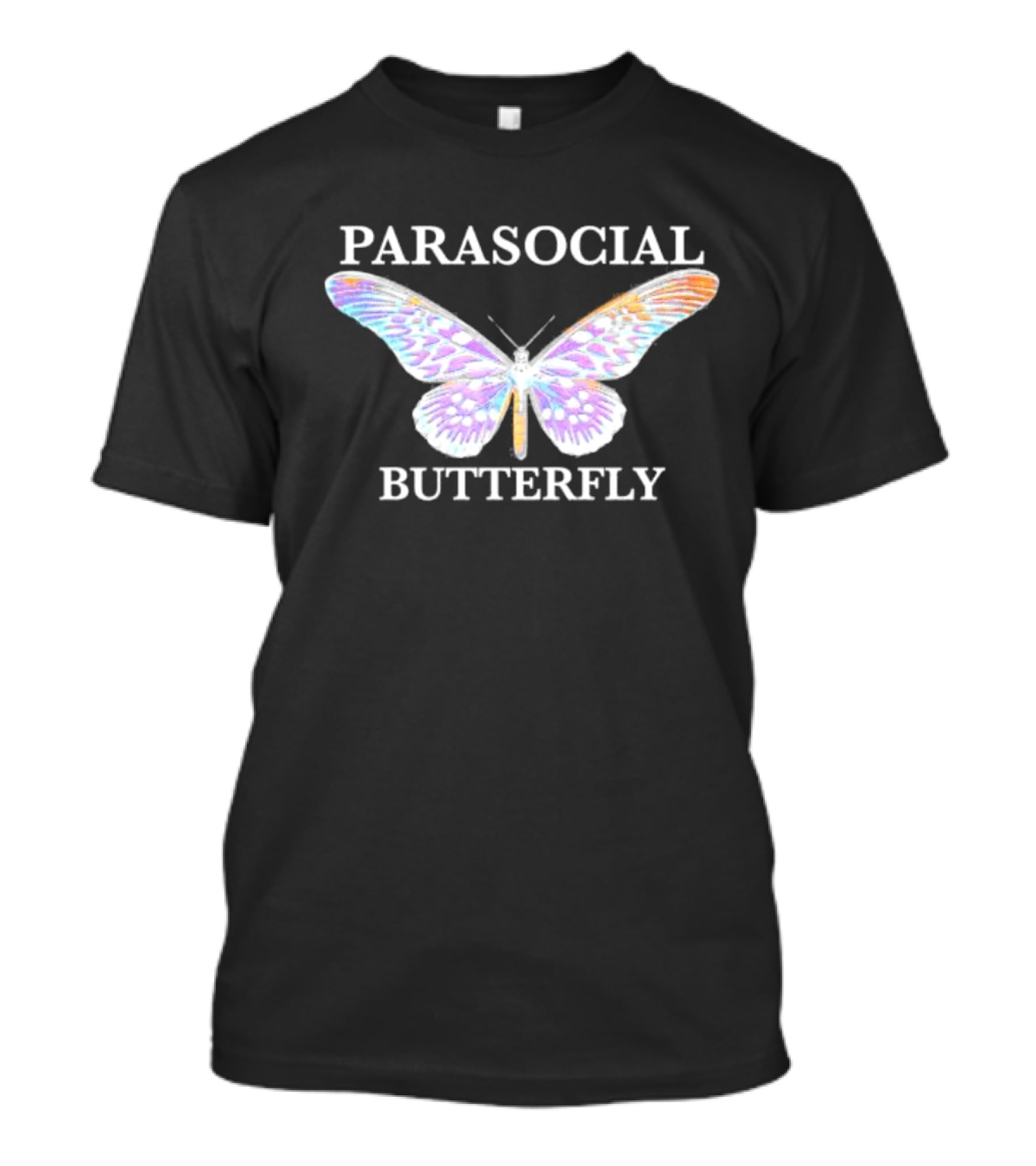 Parasocial Butterfly Rainbow Holographic T-Shirt