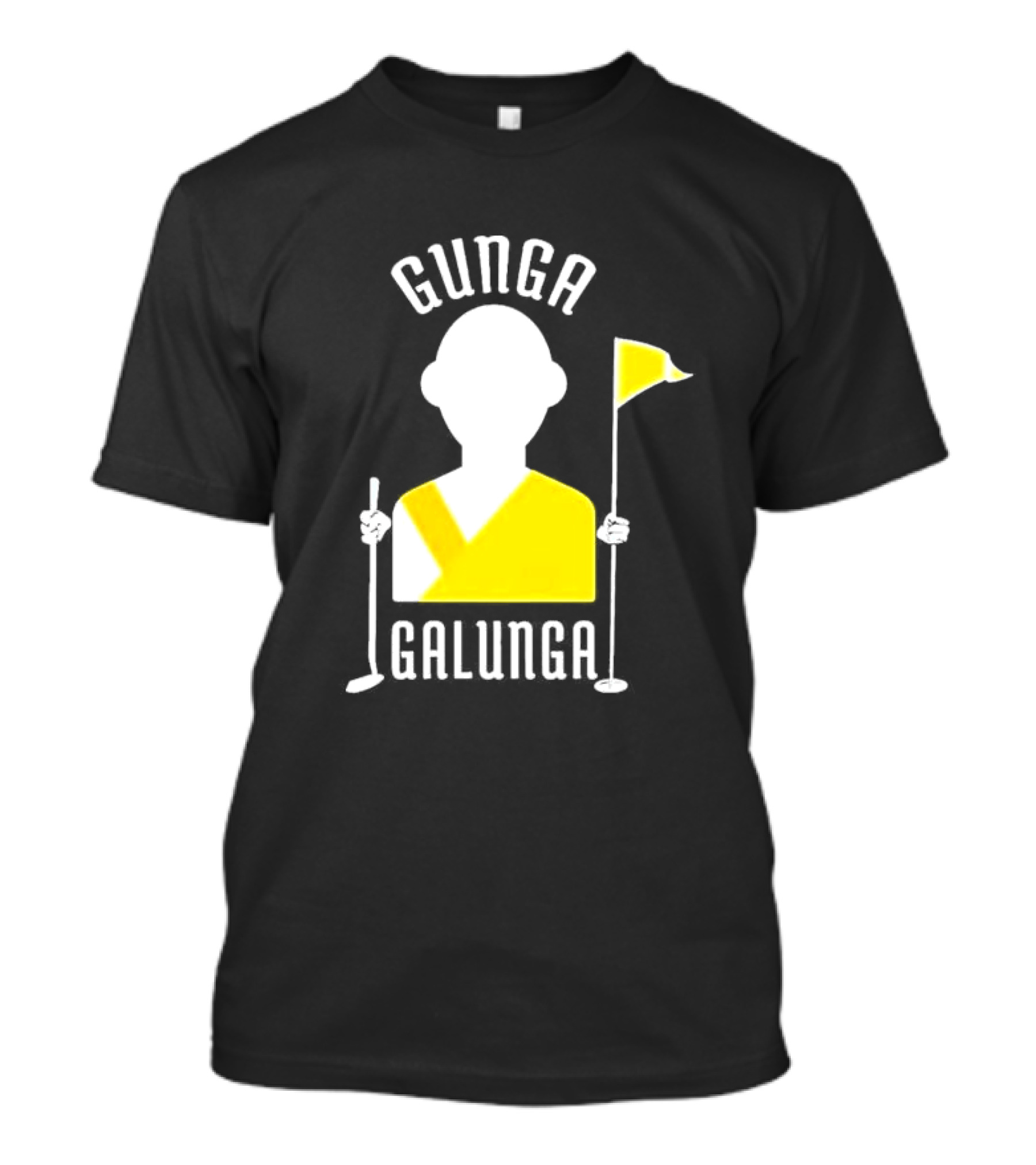 Gunga Galunga Golf Monk Icon With Clubs And Flag T-Shirt