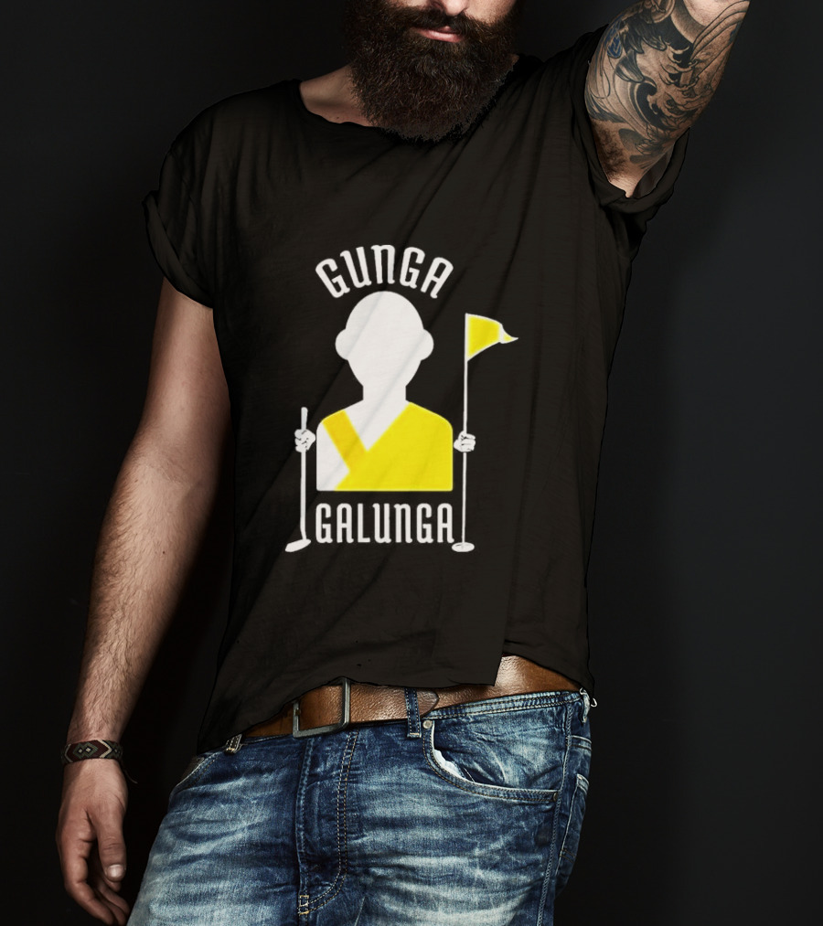 Gunga Galunga Golf Monk Icon With Clubs And Flag T-Shirt