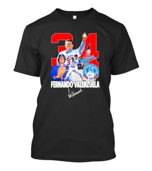 Dodgers Fernando Valenzuela Fernando Mania Weekend Signature 34 T-Shirt