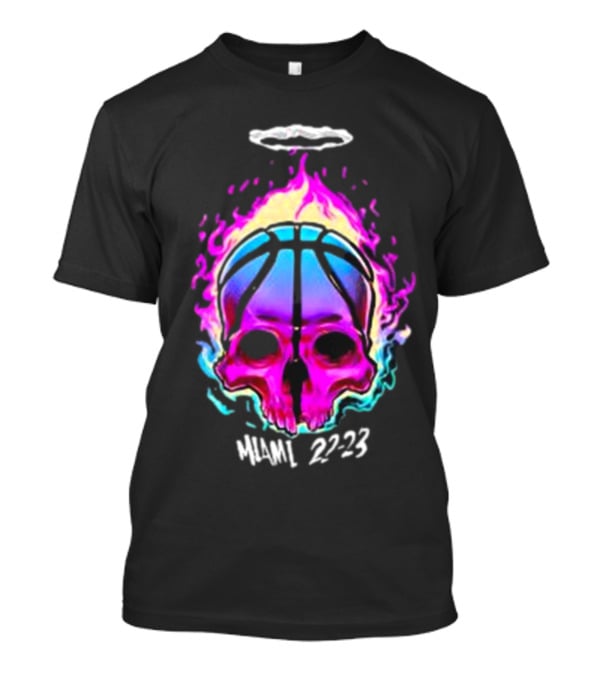 Kiwiclo Miami 22-23 Flaming Skull Basketball Halo T-Shirt