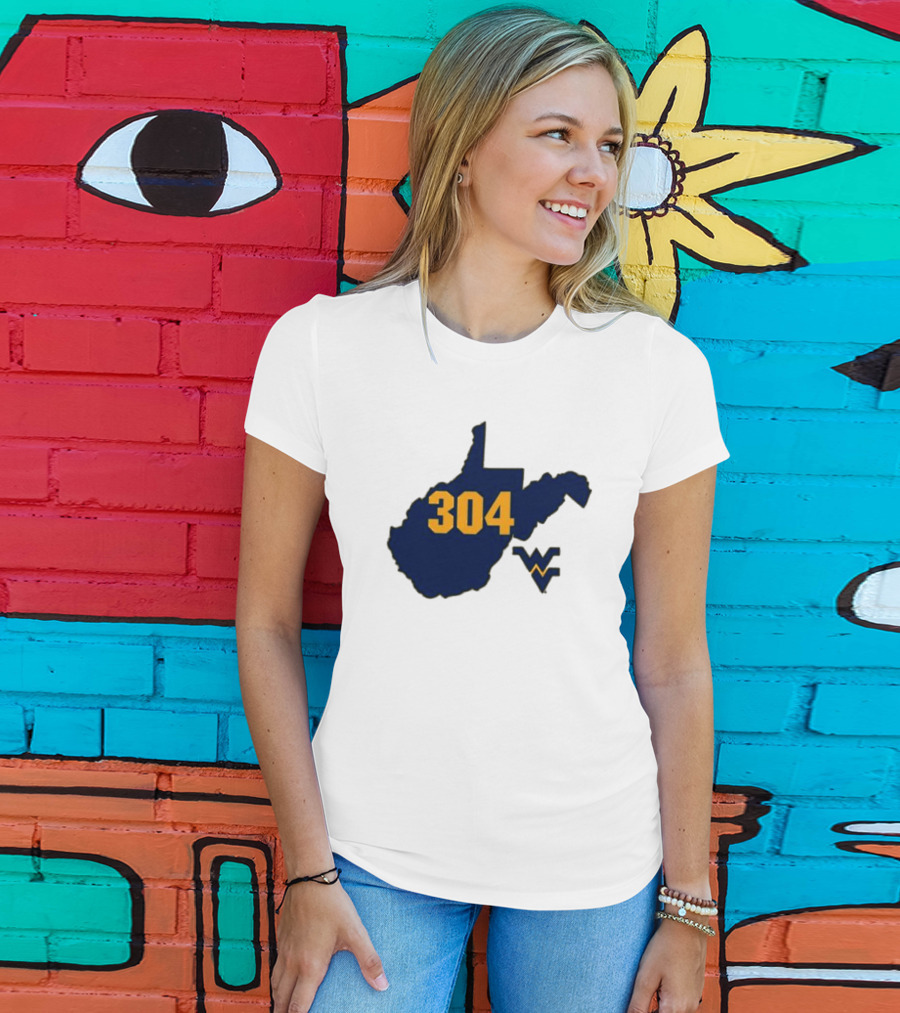 WVU 304 West Virginia State Map With Iconic T-Shirt