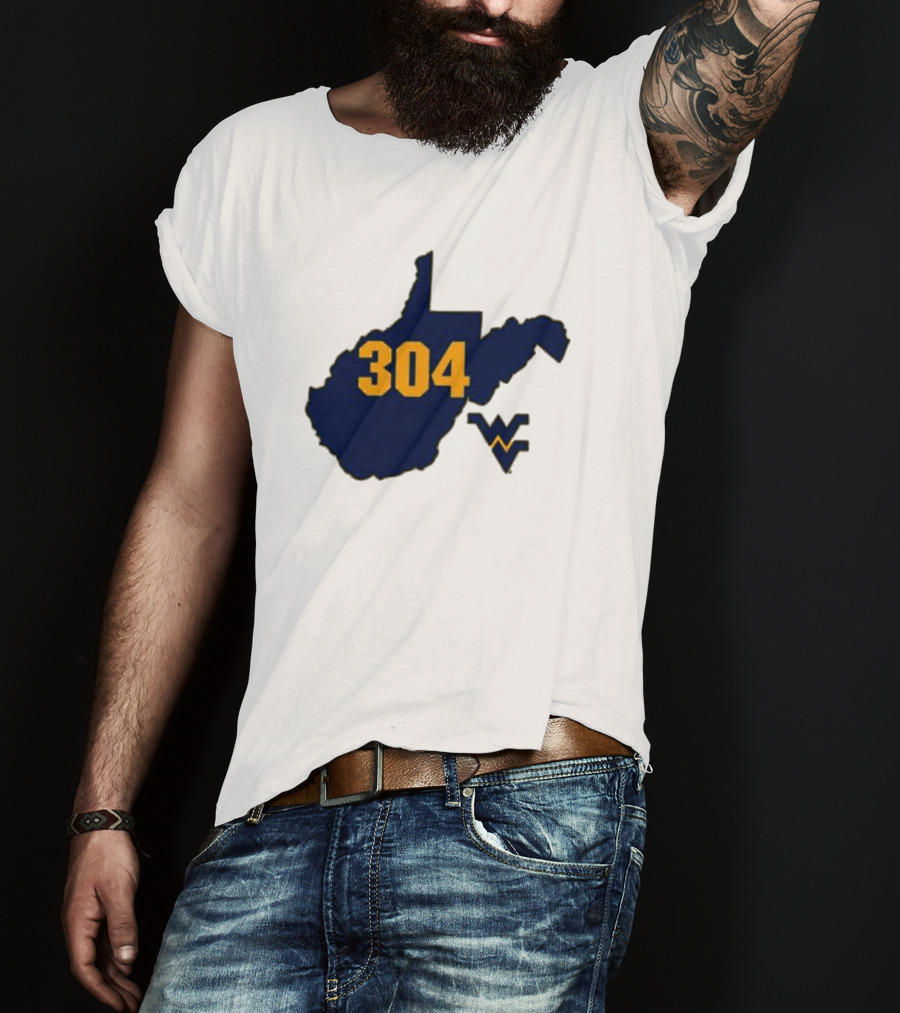 WVU 304 West Virginia State Map With Iconic T-Shirt