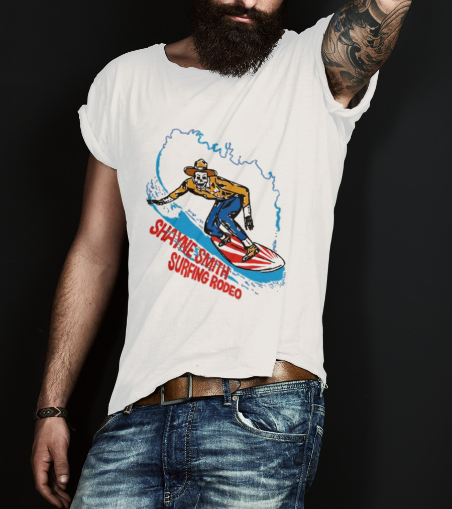 Shayne Smith Surfing Rodeo Cowboy Surfer On Wave T-Shirt