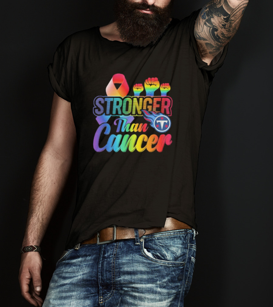 Tennessee Titans Rainbow Stronger Than Cancer NFL Awareness T-Shirt
