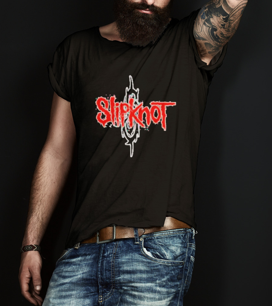 Slipknot Red Stylized Text With White Tribal T-Shirt