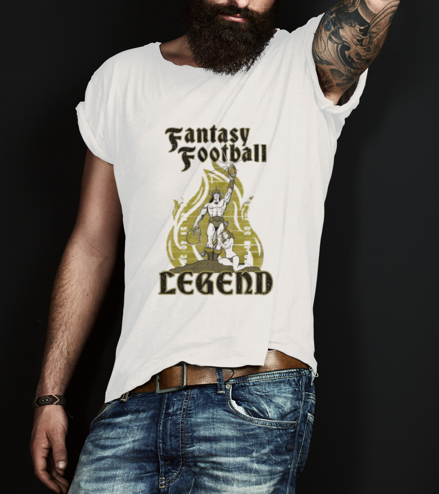 Fantasy Football Legend Viking Flame Background T-Shirt